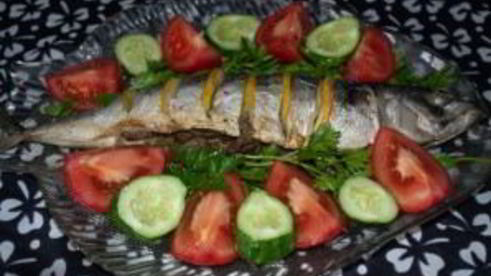 скумбрия, запеченная с грибами