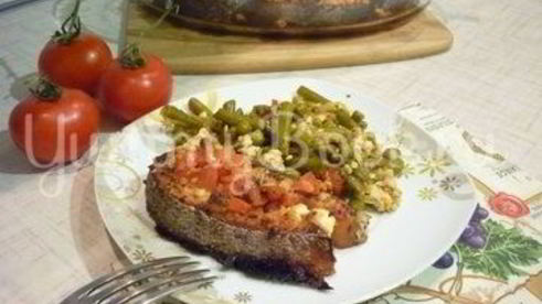 запеченная семга с брынзой и помидорами