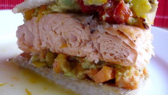 Рецепт Запеченное филе двух видов рыбы с овощами Несладкая парочка