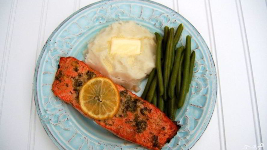 Рецепт запеченный лосось с чесноком и горчицей