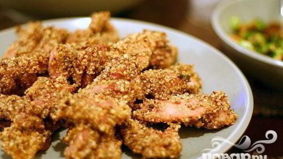 Рецепт Куриный шашлык в панировке с салатом