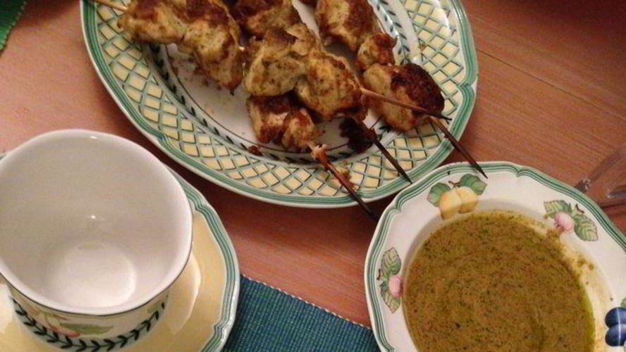 Рецепт куриные шашлычки с яичной лапшой