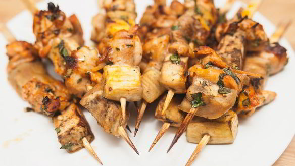 Рецепт Шашлычки из курицы с баклажанами