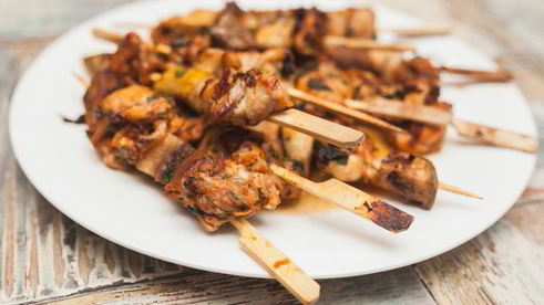 шашлычки из курицы с баклажанами