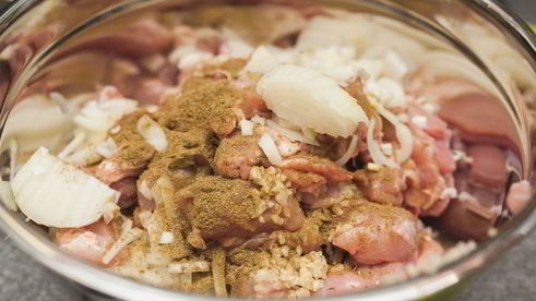 шашлычки из курицы с баклажанами