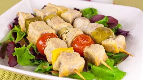 Рецепт Шашлычки из свинины с овощами и грибами