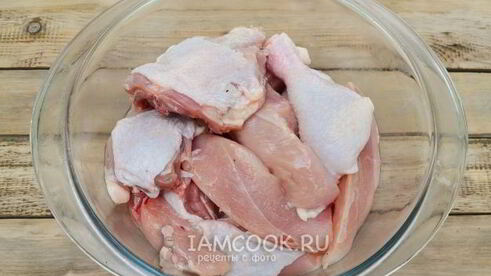 шашлык из курицы в томатном соусе с базиликом