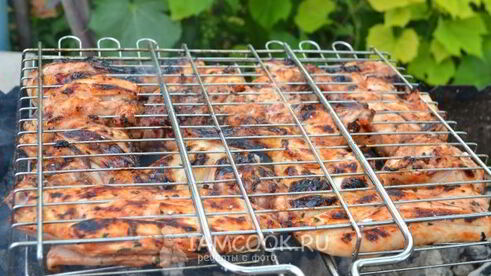 шашлык из курицы в томатном соусе с базиликом