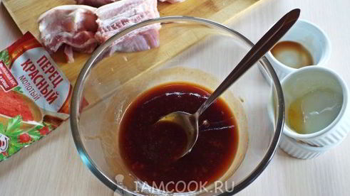 шашлык из свиной грудинки в томатно-соевом маринаде с медом