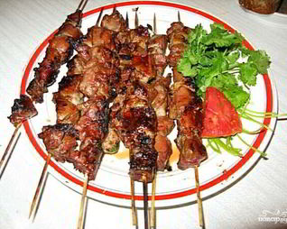 Шашлык из свиной печени