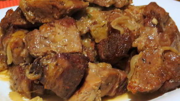 Рецепт Шашлык в духовке на подушке из маринованного лука