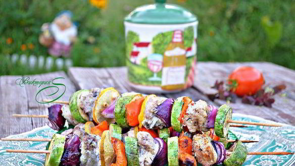 Рецепт Сицилийские шашлычки из овощей и трески