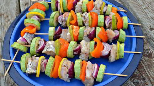 сицилийские шашлычки из овощей и трески