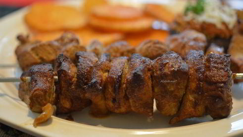 свиной шашлык с чили маринадом и горчицей