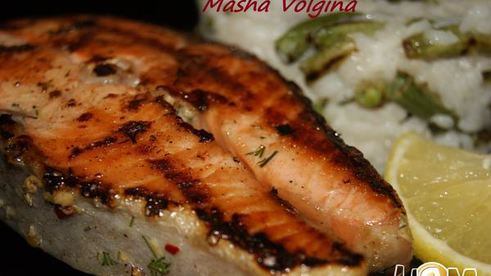 стейк из семги на гриле