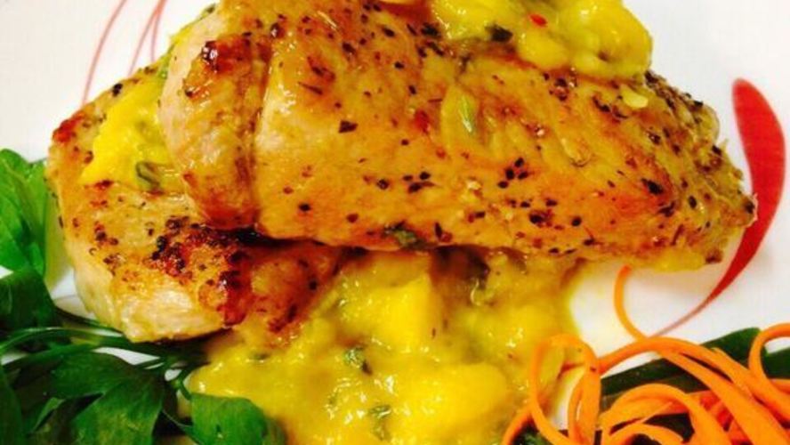 Рецепт стейк из свинины под манговым соусом