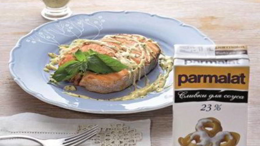 Рецепт стейк лосося на гриле со сливочно-горчичным соусом