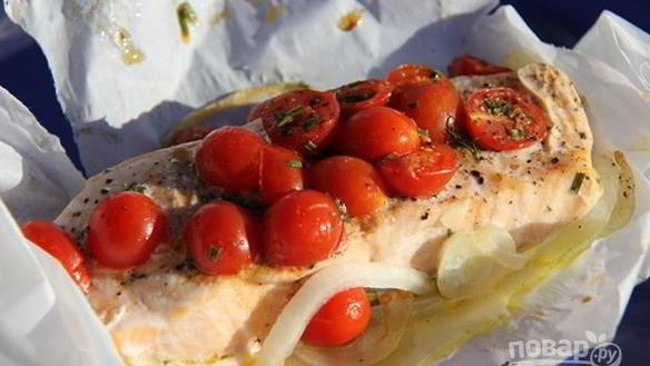 Рецепт Стейки семги в пергаменте