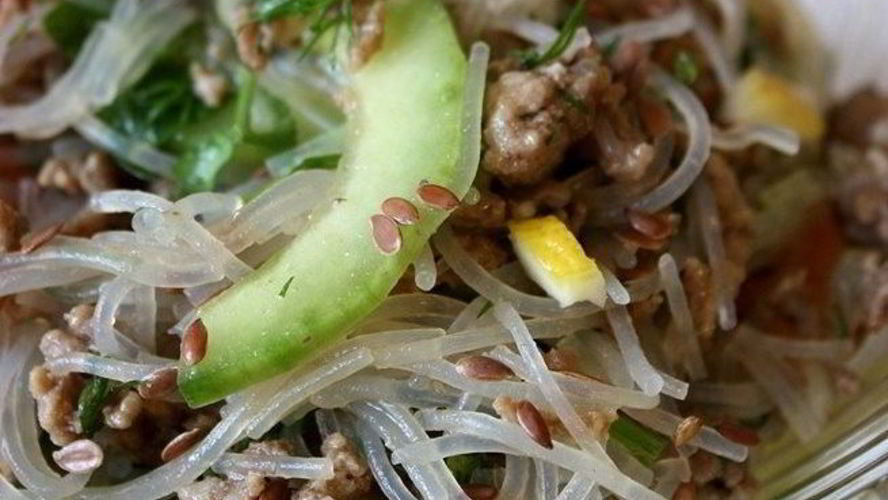 Рецепт стеклянная лапша с фаршем и овощами