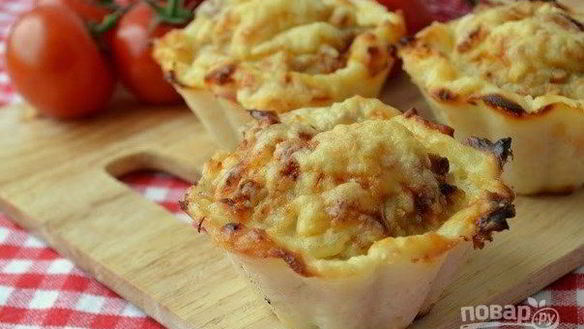 Рецепт Куриные тефтельки в картофельных корзиночках