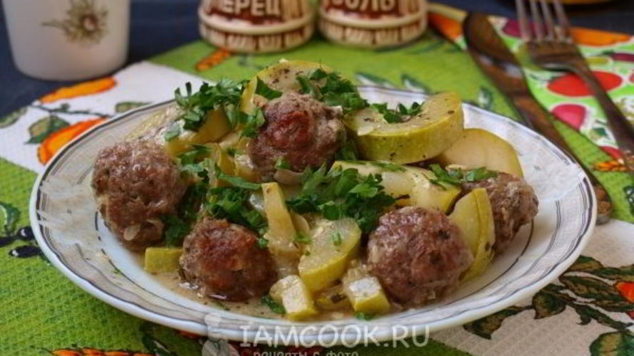 Рецепт тефтели с кабачками в сковороде