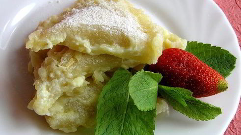 вареники с творогом, запеченные в сливках