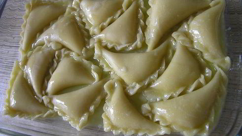 вареники с творогом, запеченные в сливках