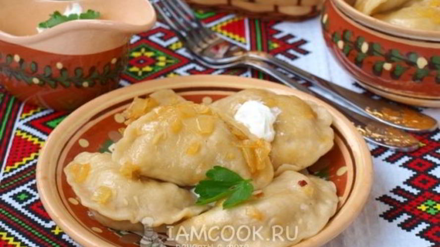 Рецепт вареники с жареной капустой