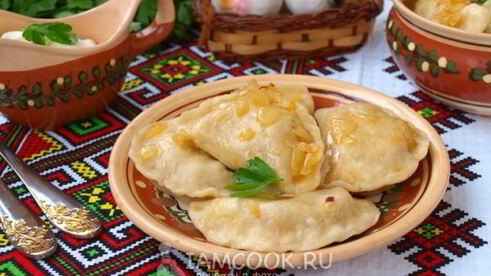 вареники с жареной капустой