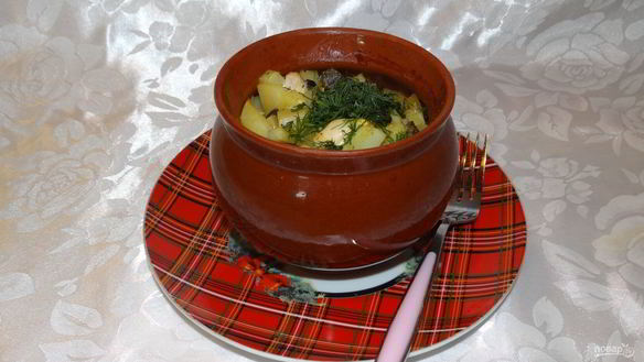 Рецепт Жаркое из курицы, картошки и грибов