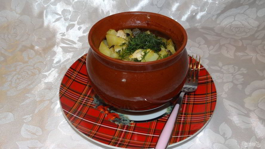 Рецепт жаркое из курицы, картошки и грибов