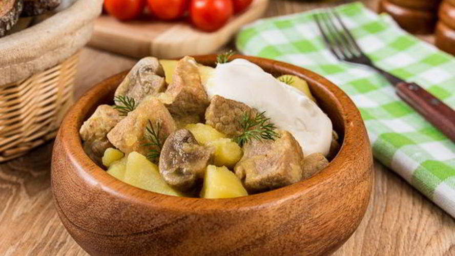 Рецепт жаркое из свинины с шампиньонами