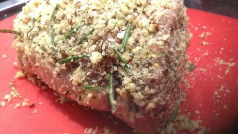 жаркое из свинины в орехово-горчичной панировке