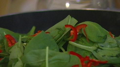 гречка с чили и шпинатом