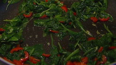 гречка с чили и шпинатом