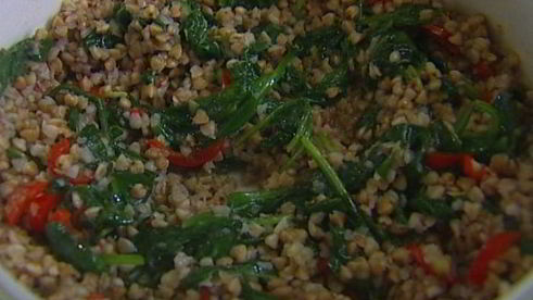 гречка с чили и шпинатом