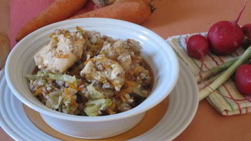 гречка с курицей и капустой