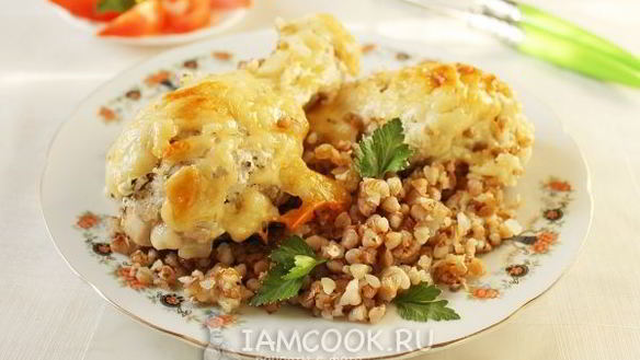 Рецепт Гречка с курицей в духовке с сыром
