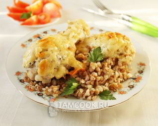 Гречка с курицей в духовке с сыром