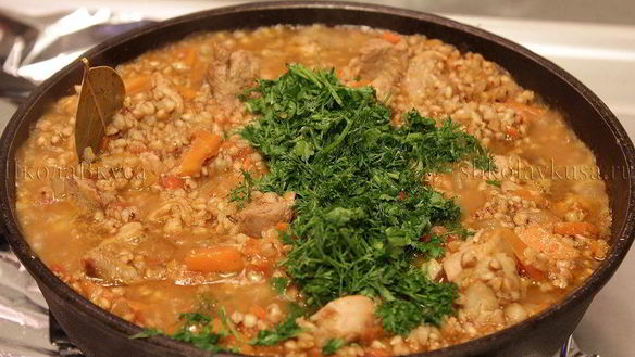 Рецепт Гречка с мясом и томатами по-купечески