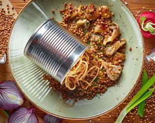 Гречневая каша с вешенками и белыми грибами