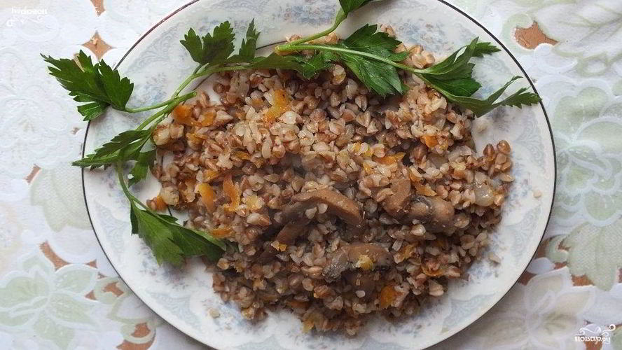 Рецепт постная гречка с грибами