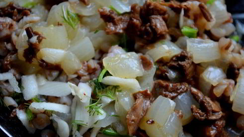 грибная каша в кабачке