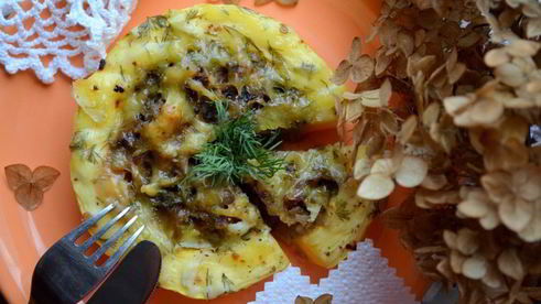 грибная каша в кабачке