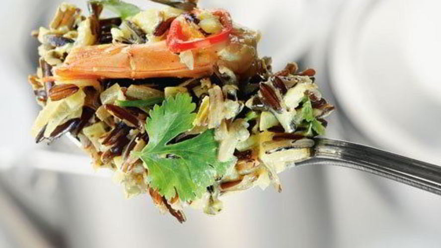 Рецепт каша карри из дикого риса с креветками