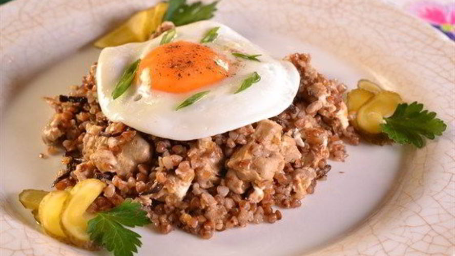 Рецепт каша старокиевская с телячьими мозгами и грибами