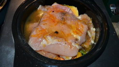 куриные грудки в апельсиново-кленовом сиропе с акорн тыквой и сладким картофелем