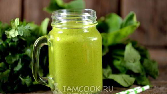 Рецепт Зеленый коктейль с овсяными хлопьями и льном