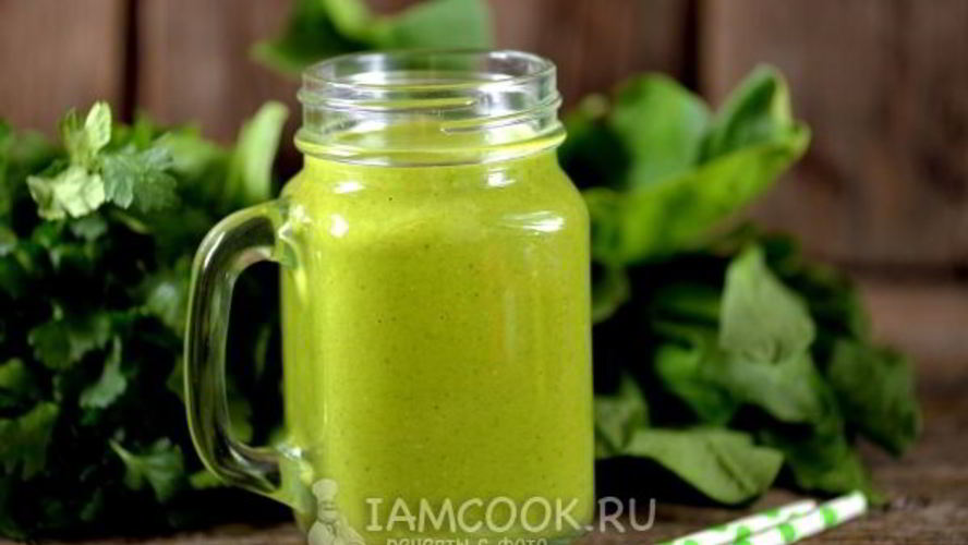 Рецепт зеленый коктейль с овсяными хлопьями и льном