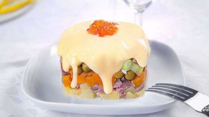 Рецепт оливье с языком